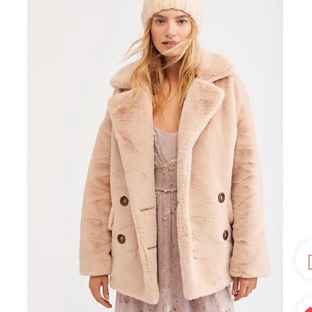 FREE PEOPLE Kate Faux Fur jacket coat, S. Could fit M. - Picture 2 of 9